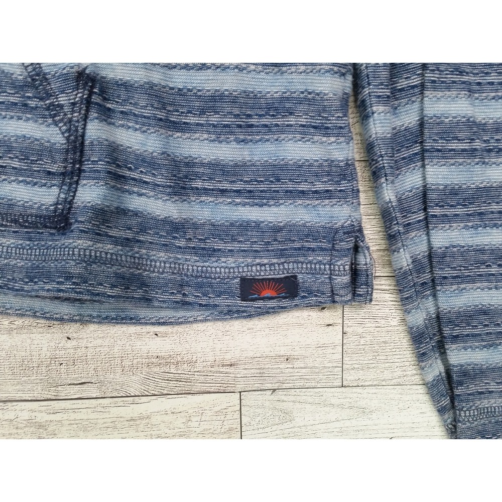 Men's Faherty Island Popover Hoodie Blue Stripe Cotton Size XL Soft Beachy Top - Picture 4 of 9